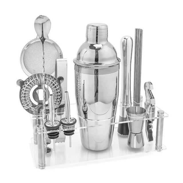 VG Cocktail Shaker Set Bartender kit with Stand, Cocktail Kit Bar Tools Set for Drink Mixer, Bar Accessories for The Home Bar Set (Silver)…