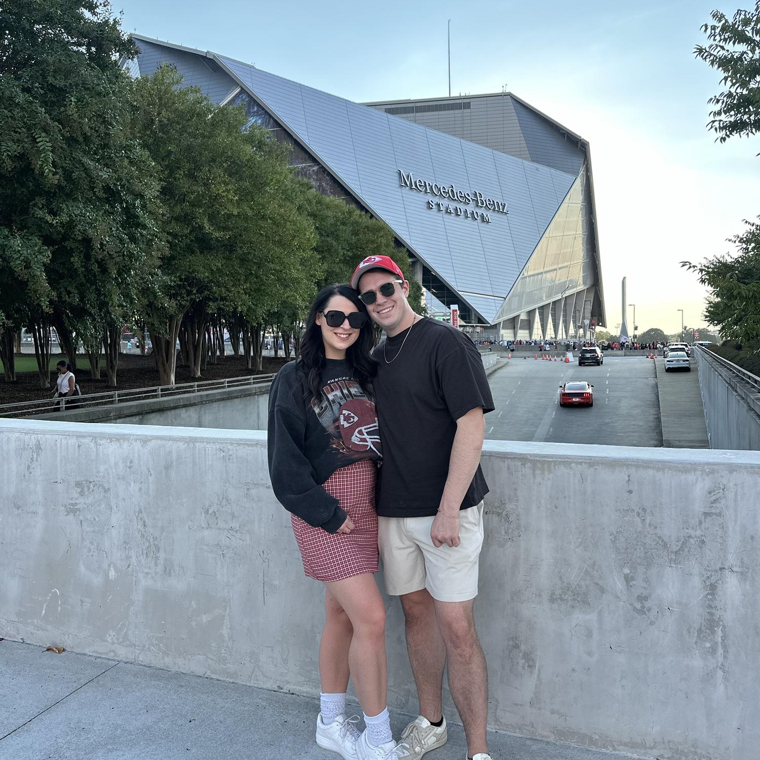 Attending the chiefs vs falcons game! Zach says he will never root against the falcons again!