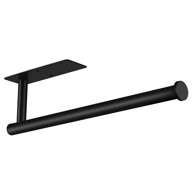 Paper Towel Holder - Self Adhesive or Drilling, Under Cabinet Black Paper Towel Rack, SUS304 Stainless Steel Wall Mount Towel Paper Holder for Kitchen, Pantry, Sink, Bathroom