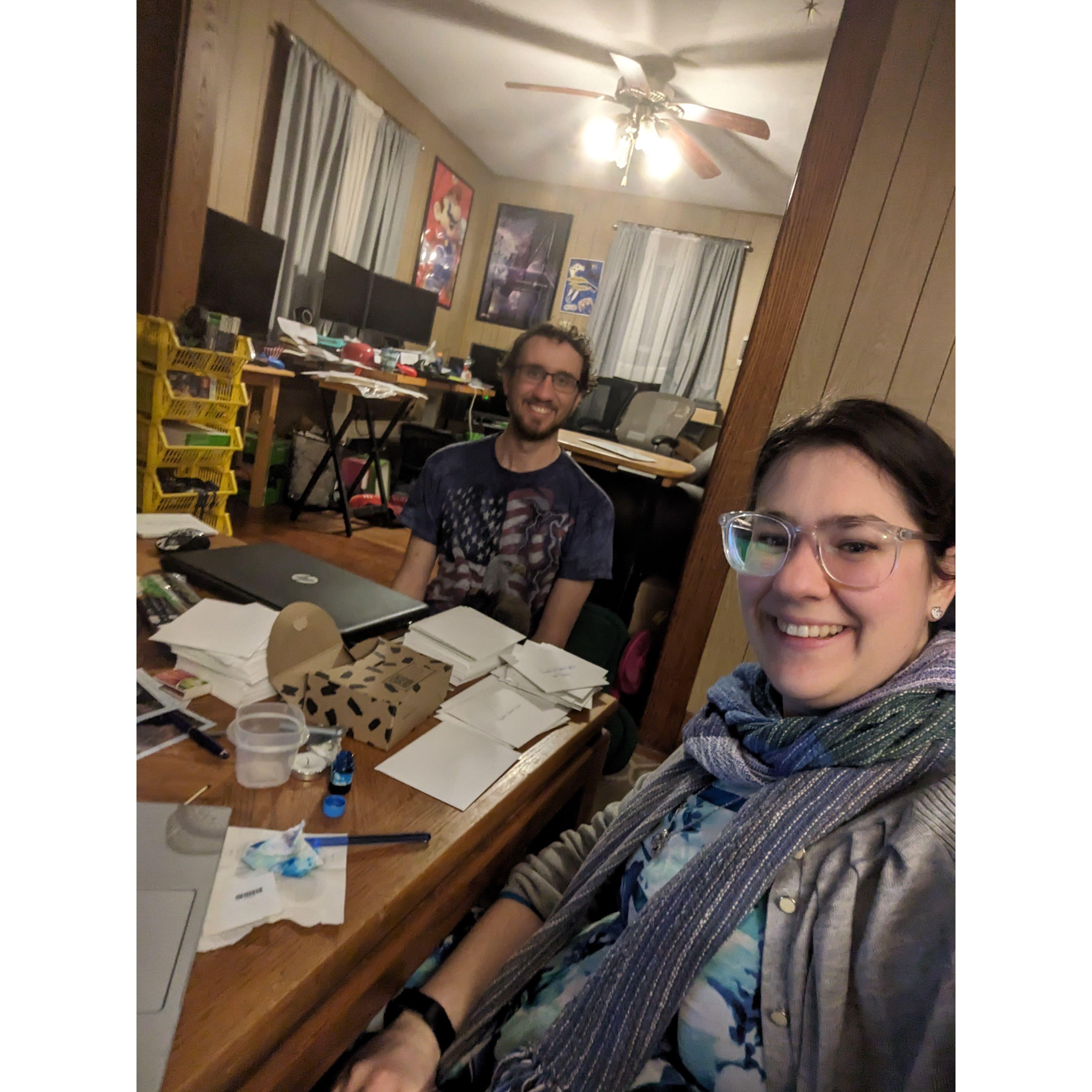 Working on Save the Dates, so many addresses.