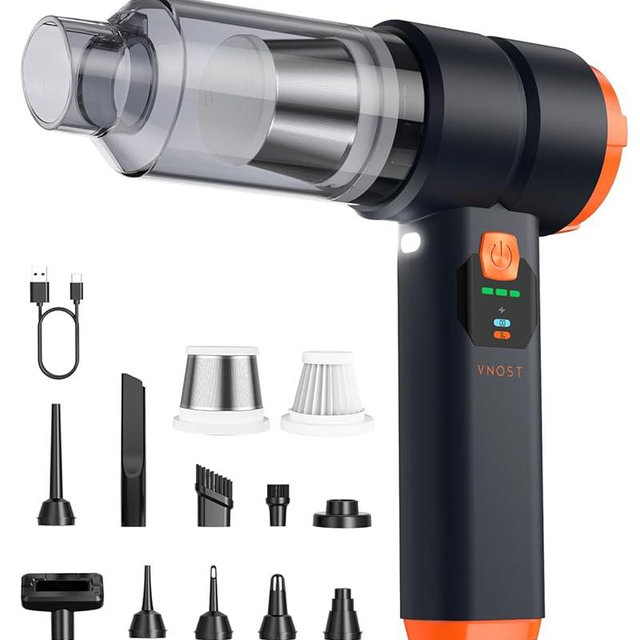 Portable Cordless Car Vacuum, 4-in-1 Handheld Cordless Vacuum with 30,000Pa Suction, 130,000 RPM, 6,800mAh Battery, 10 Nozzles, Rubber Paint Material for Car, Home,Birthday Gifts for Men Dad Husband