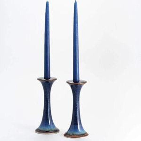 Candlestick Holders in Blue Hamada pattern