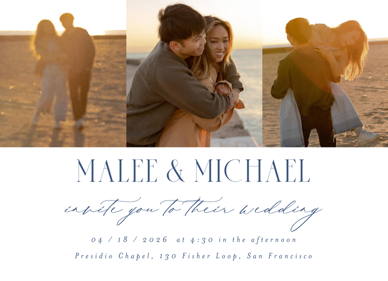 Portsmouth Multiphoto | Dark Cobalt | Zola Wedding Invitations