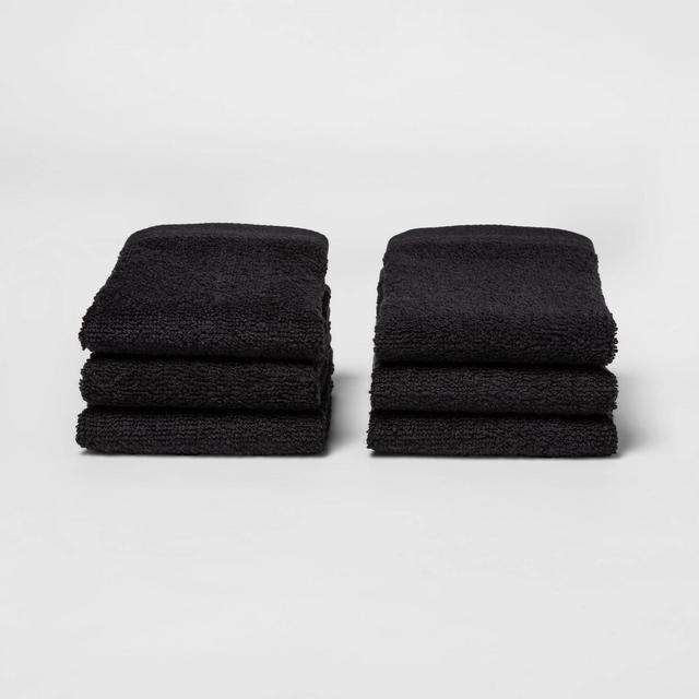 6pk Washcloth Set Black - Room Essentials™