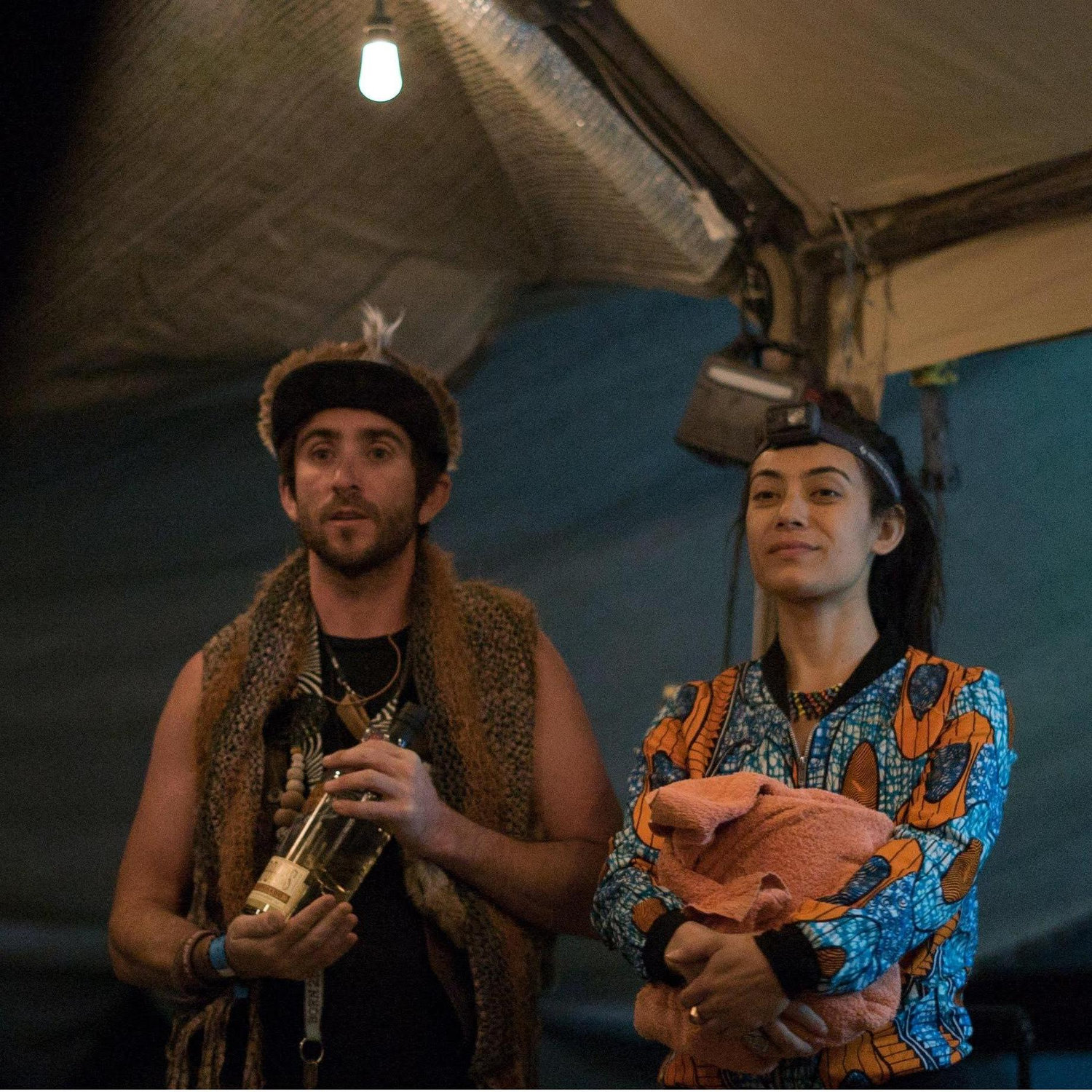 Leading our Sundowners camp through the paint can ritual Angelica learned from her hang gliding crew. 2018