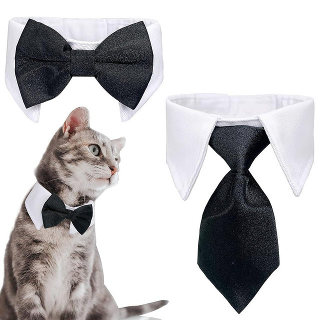 Casidoxi Dog Cat Tuxedo Collar, Cat Wedding Bowtie, Cat Bow Tie Tux Collar Costume Birthday Easter Valentines Dog Bowtie Cat Collar for Dog Cat Puppy
