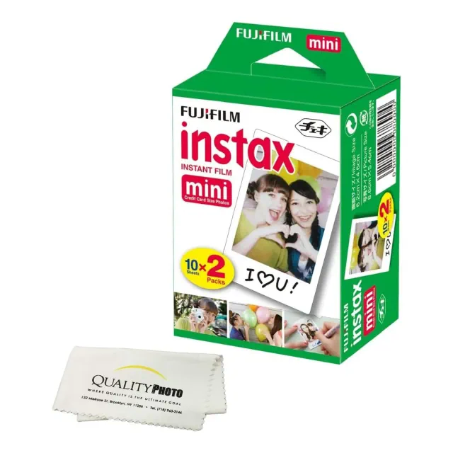 Fujifilm Instax Mini Instant Film for Fujifilm Mini 8,9,11,12 Cameras with Microfiber Cloth by Quality Photo