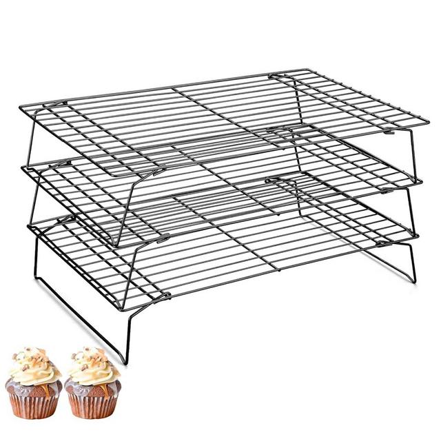 Pleafind 3 Pieces Stackable Cooling Rack Set, 16 x 10 Inch Stainless Steal Roasting Rack, Cooling Racks for Cooking, Baking, Roasting, Grilling, Oven and Dishwasher Safe