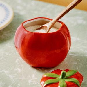 Damson Madder Stoneware Tomato Sugar Bowl and Spoon