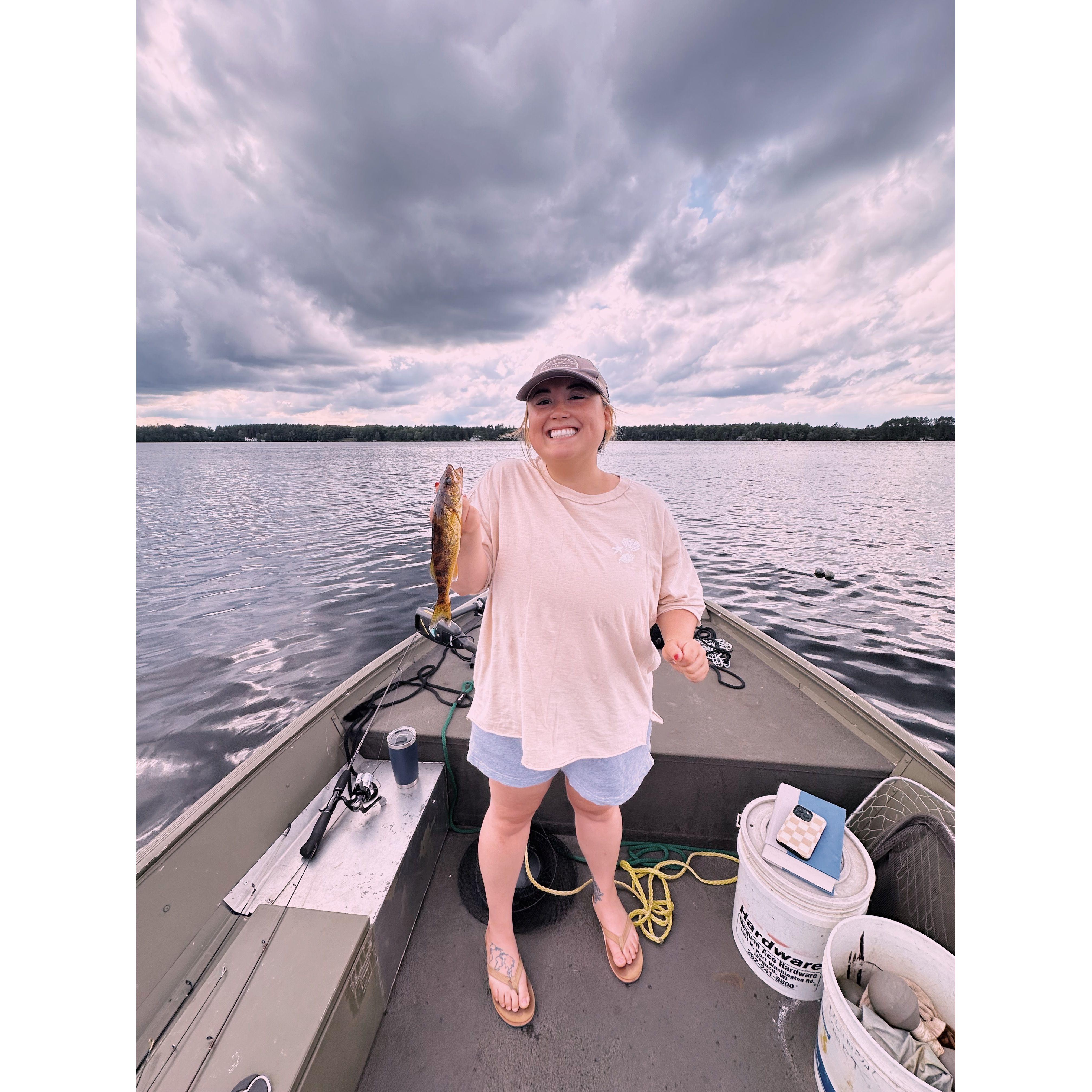 When KG caught her first-ever fish! His name was Pancho, and he was yummy!