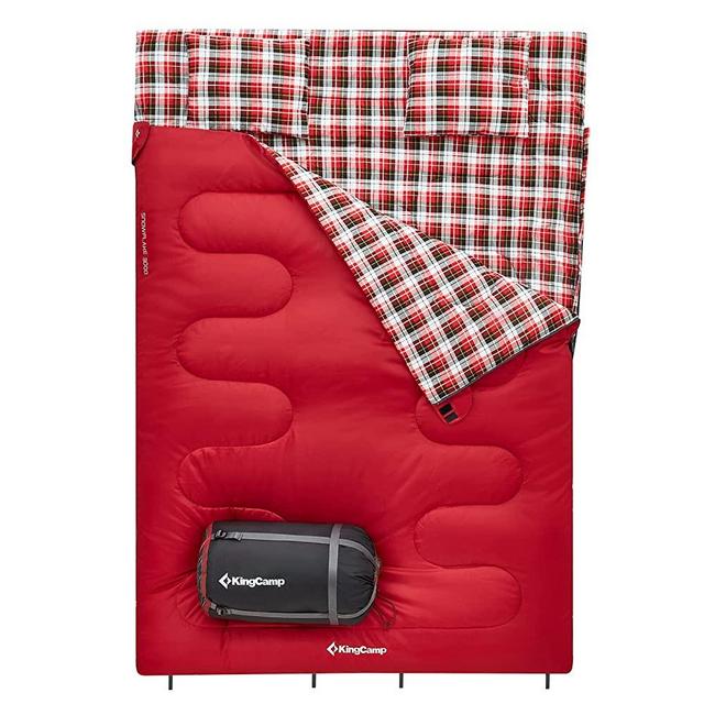 KingCamp Double Sleeping Bag 20 Degrees Sleeping Bag 2 Person Sleeping Bags for Adults Couple Family with Pillows Lightweight for Camping Hiking Backpacking and Outdoors Waterproof 87”x59”