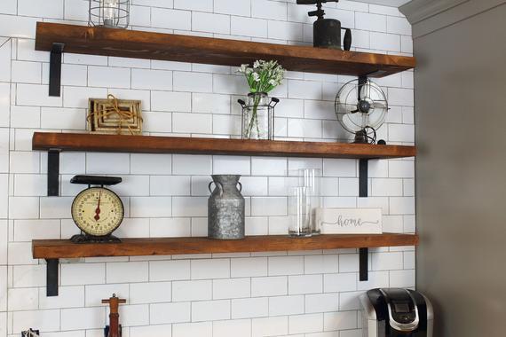 Reclaimed Wood Wall Accent Shelves | Authentic, Rustic, Hand-Crafted Barnwood Decor | Easy to Install, Brackets Included