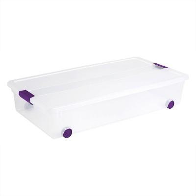 Sterilite 60qt Clear View Underbed Storage Bin with Latch Purple