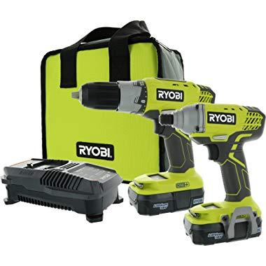 Ryobi P1832 18V One+ Handheld Drill/Driver and Impact Driver Kit (6 Piece Bundle, 1x P277 Drill / Driver, 1x P235 Impact Driver, 1x P118 Dual Chemistry Charger, 2x P102 18V Batteries, 1x Tool Bag)