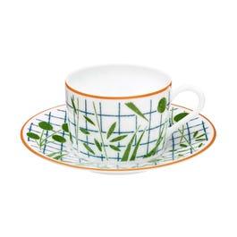 Hermès A Walk in the Garden Tea Cup & Saucer, Green