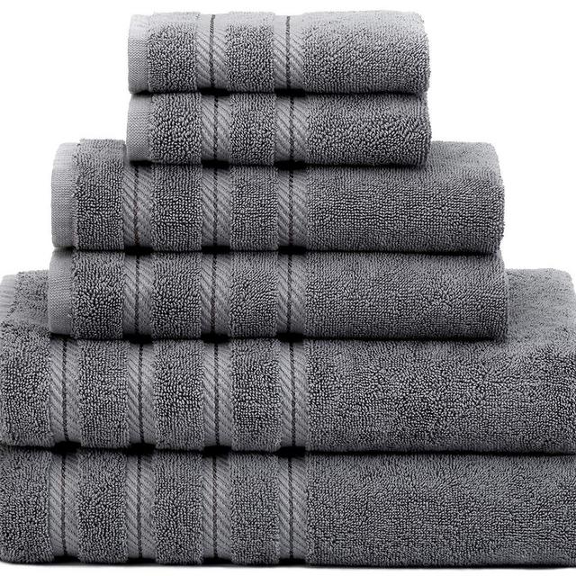Premium, Luxury Hotel & Spa Quality, 6 Piece Kitchen and Bathroom Turkish Towel Set, Cotton for Maximum Softness and Absorbency by American Soft Linen, [Worth $72.95] (Grey)