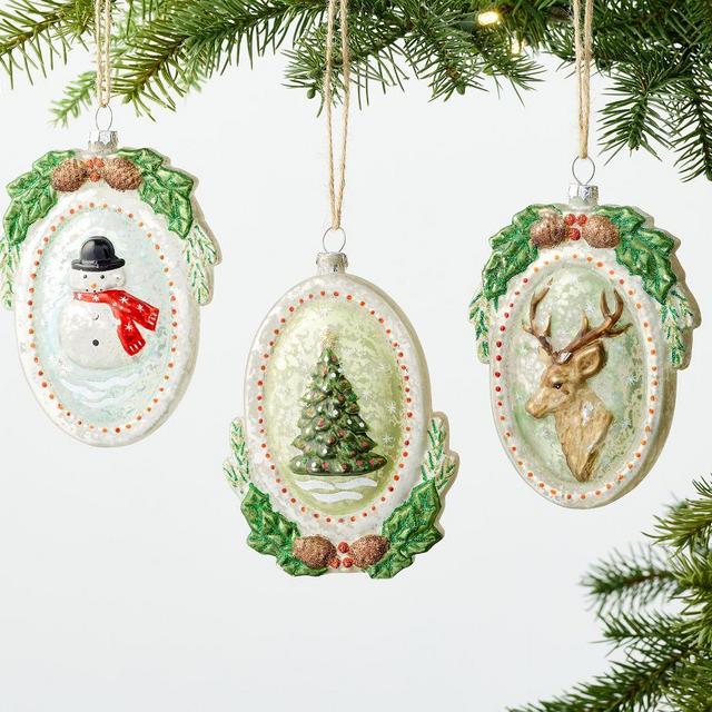 Mercury Figurine Medallion Ornament, Set of 3