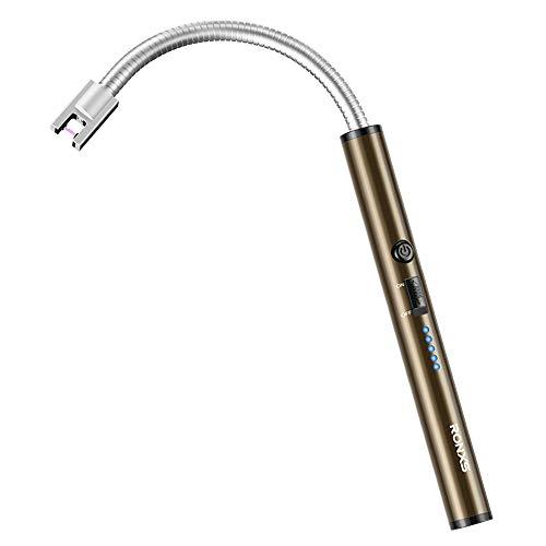 RONXS Lighter, Upgraded Candle Lighter Camping Lighter Grill Lighter USB Lighter Plasma Arc with LED Battery Display Safety Switch, Longer Flexible Neck for Candle Cooking BBQs Fireworks
