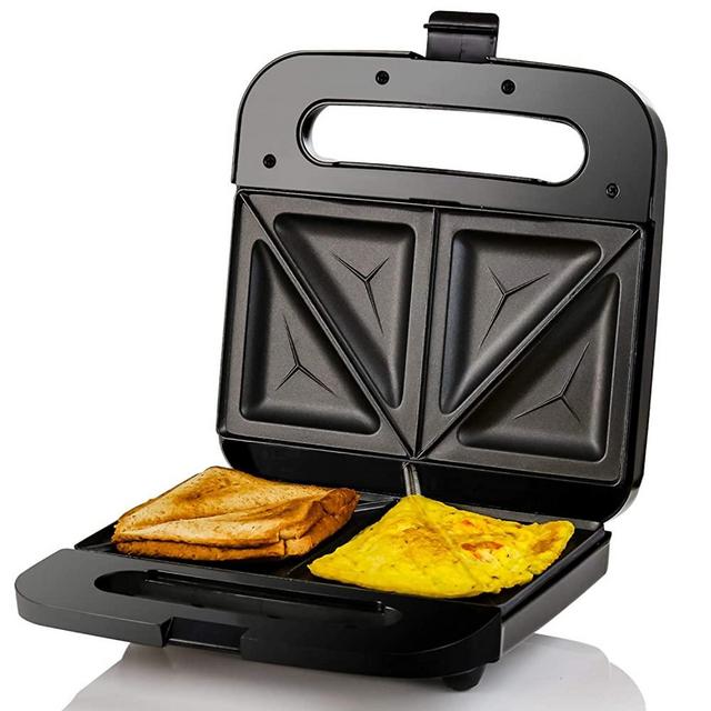 Ovente Electric Sandwich Maker 750 Watts Fast Heating with Non-Stick Coated Plates, Portable and Compact, Easy to Clean, Anti-Skid Feet Preventing Slips and Falls, Black (GPS401B)