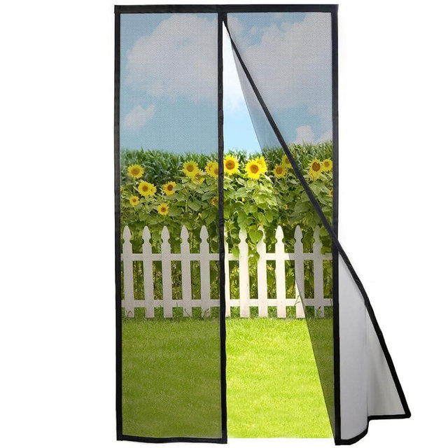 Risareyi Magnetic Screen Door Self Closing, 40 x 98 inches, Black Upgraded Polyester Thicken Mesh Mosquito Net for Patio Door, with Magnets, Keep Bugs Out, with Hook Tape