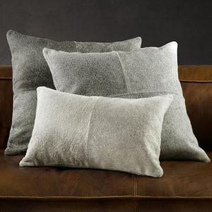 South American Cowhide Pillow - 13x21, Grey