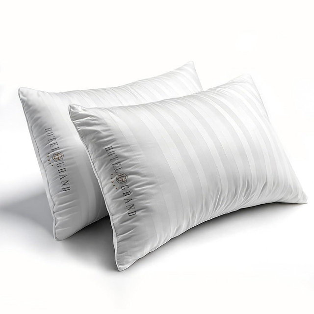 Hotel Grand Softy-Around Feather Down Pillows King Size Set of 2 Packs White Strip 100% Cotton Fabric Bed Pillows for All Position Sleepers,36"x20"/2 Packs