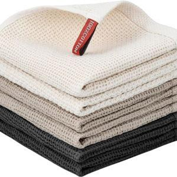 Nialnant 6 Pack 100% Cotton Waffle Weave Kitchen Towels,Soft and Absorbent Kitchen Dish Rags, Dish Cloths for Washing Dishes-12x12 Inches
