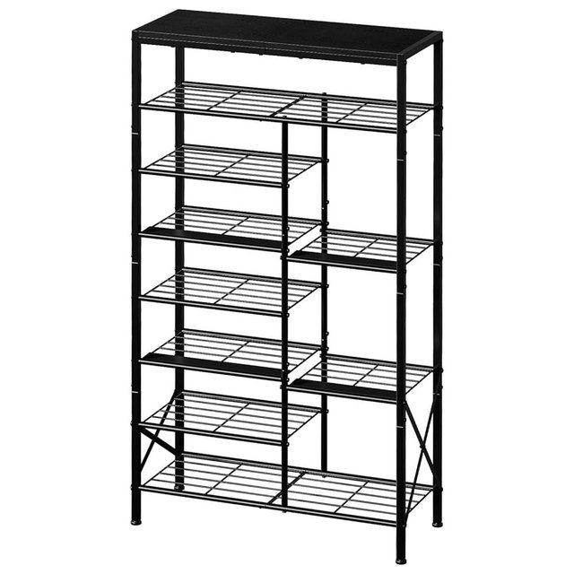 UNITSTAGE 8-Tier Shoe Rack, Shoe Storage Organizer with Boots Storage, Large Capacity Shoe Shelf Holds 20-23 Pairs of Shoes, Durable and Stable, for Entryway, Closet, Hallway, Dorm Room, Black