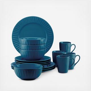 Burbs Carved 16-Piece Dinnerware Set, Service for 4