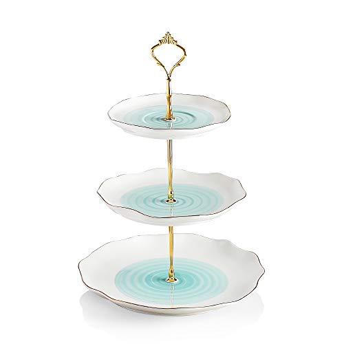 Sweejar 3 Tier Ceramic Cake Stand,dessert stand,Cupcake Stand,Tea Party Pastry Serving Platter,Food Display Stand for Tea/Coffee/Birthday/Wedding/Women/Afternoon/Gift