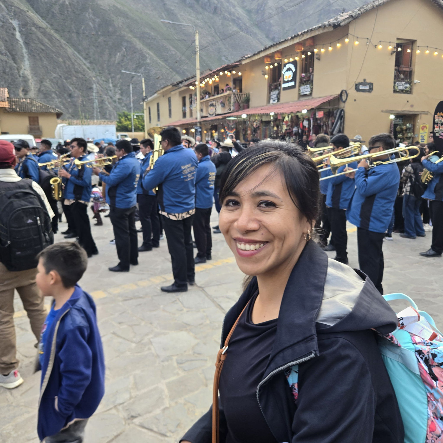 A festival at the Plaza de Armas in Ollantaytambo