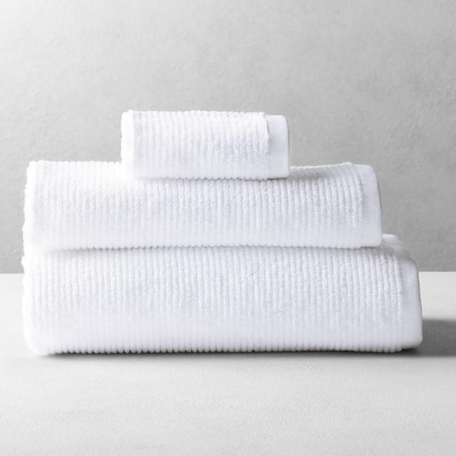 Brooks Ribbed Organic Cotton White Bath Towel Bundle
