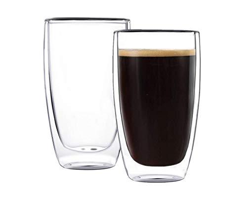 CnGlass Double Wall Thermo Glass Mugs 13.5 oz,Clear Latte Cups Set of 2 Insulated Glass Coffee Mug,Glassware,Beer Drinkware,Espresso