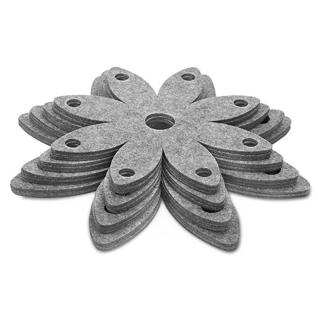 MUAKIOY Pot and Pan Protectors for Stacking, Set of 20 and 4 Different Size, Max 15"D, High-Density Felt Pads Cookware Separators Dividers Anti-Slip to Avoid Scratching or Marring, Grey