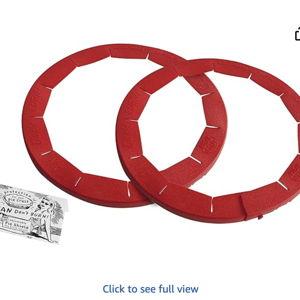 Talisman Designs Adjustable Pie Shield | 8 to 11.5 Inch Rimmed Dishes | Pie Crust Protector I Red - Set of 2