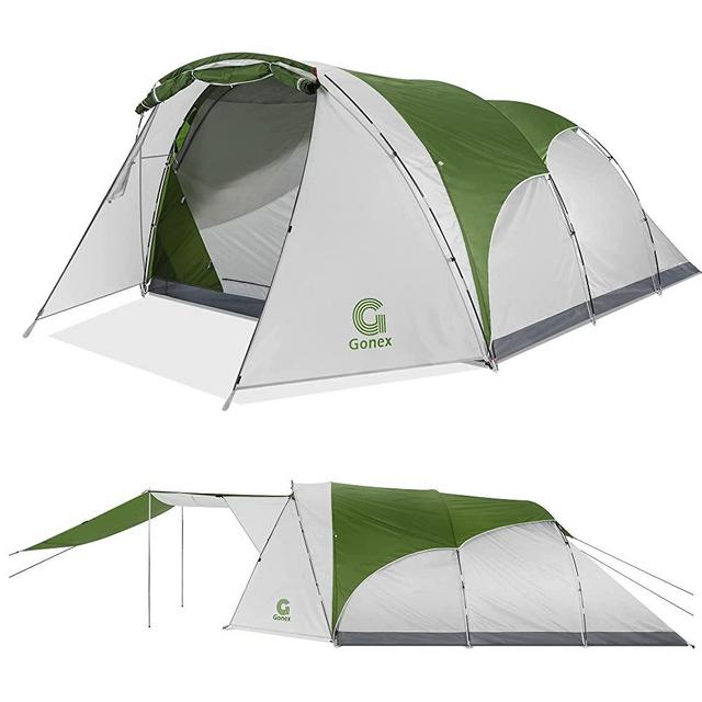 Gonex 4/6/8 Person Camping Tent with Porch, Upgraded 2 Room Family Tents with Divider, Large Instant Cabin Tent Camping, Waterproof Windproof Ventilation Easy Set Up Tent for Family Camping Hiking