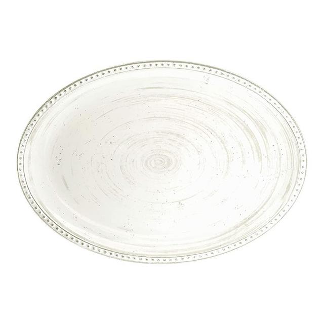 Zak Designs French Country House Melamine Oval Serving Platter, Durable and BPA Free (16 inches, Lavage Oyster)