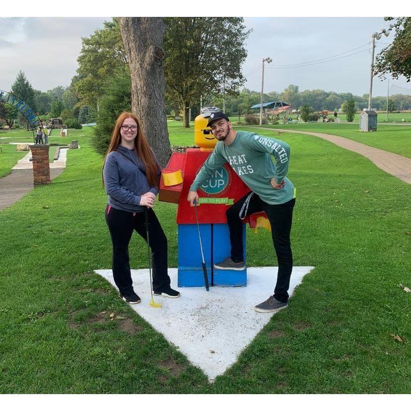 Our first mini golf date.  "I can't remember who won, so just say it was me." - Patrick