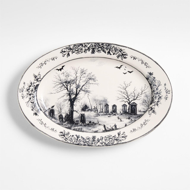 Nightfall Halloween Stoneware Oval Platter