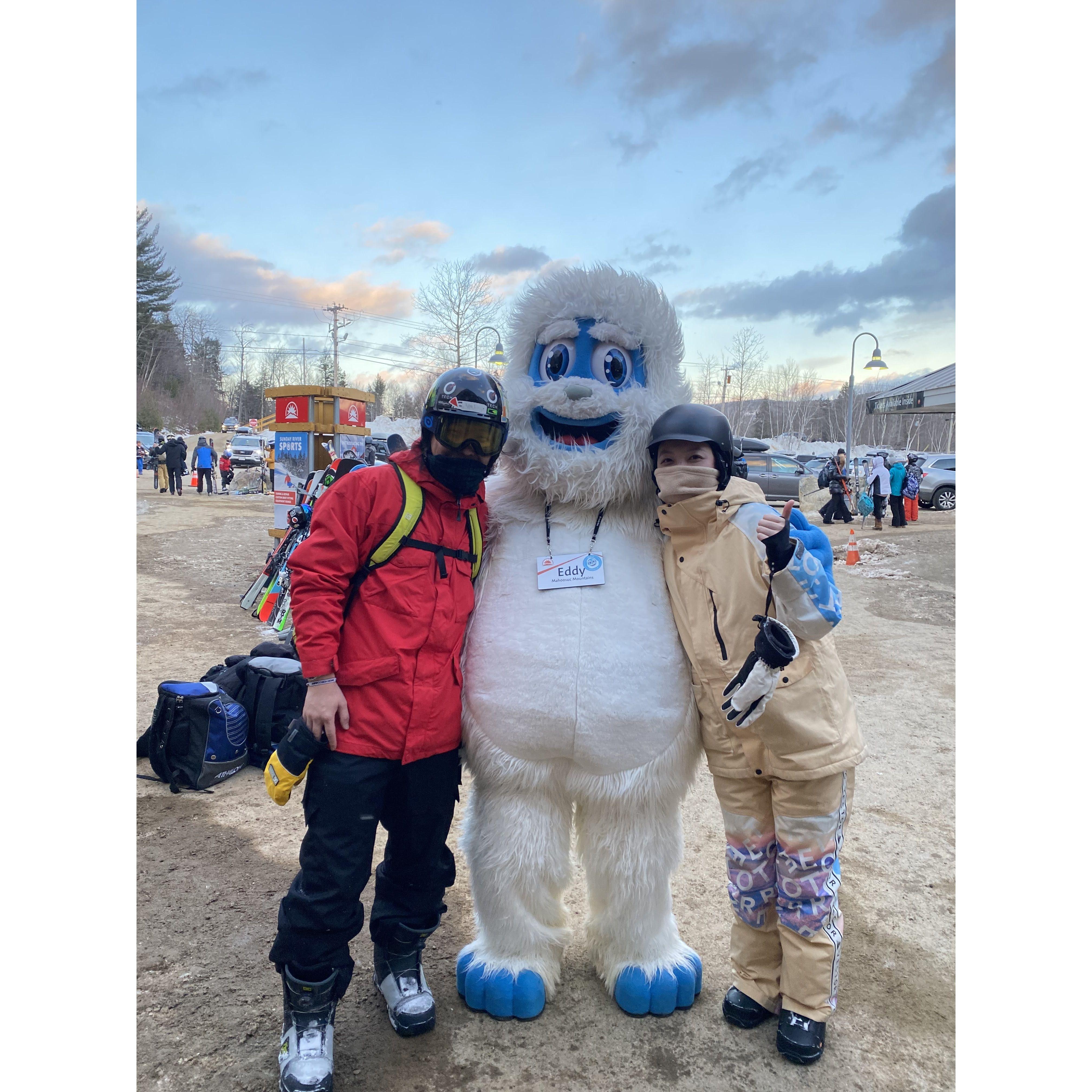 Meet Mr. Blue after snowboarding.