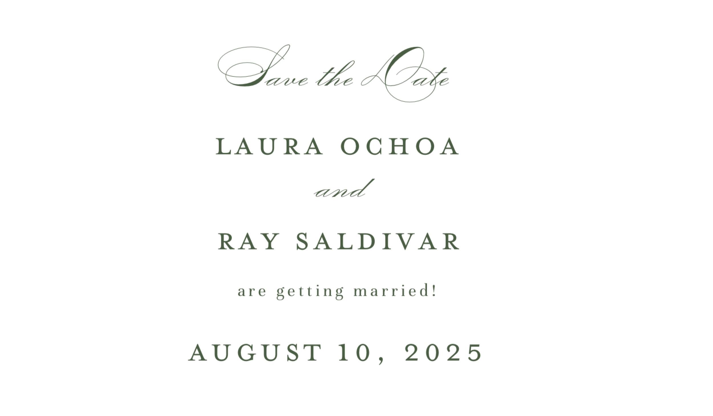 The Wedding Website of Laura Ochoa and Ray Saldivar