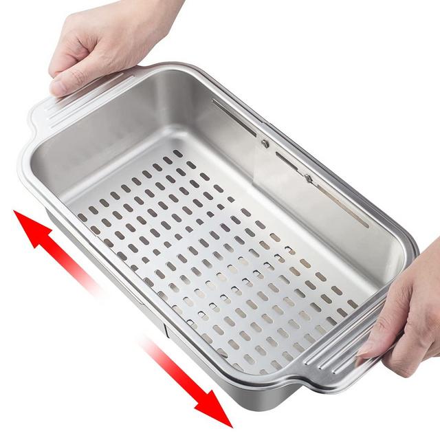 Over the Sink Strainer Colander Extendable Stainless Steel