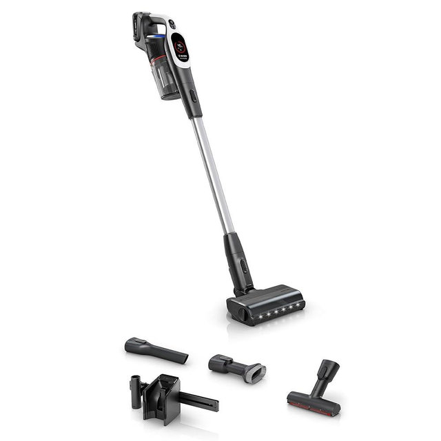 Bosch Unlimited 9 Cordless Stick Vacuum, Up to 60-min Runtime, MicroClean Technology, >99.9% Dust Pickup, Dust Compression, HEPA Filter, Pet Hair, Carpets & Hard Floors, 3 Accessories, White
