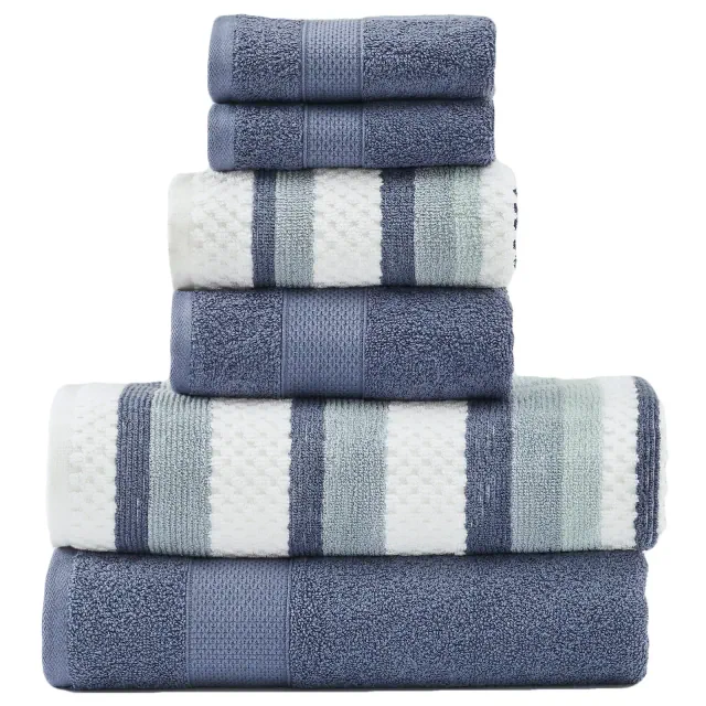 Modern Threads Pax 100% Cotton 6-pc Jacquard Towel Set, Denim
