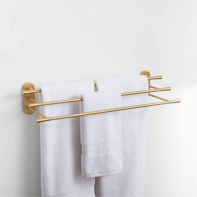 Tapered Brushed Brass Wall-Mounted Bathroom Towel Rack