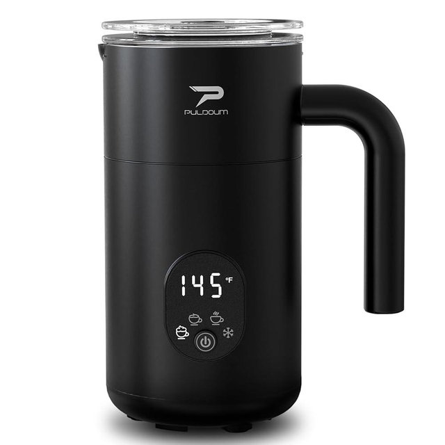 Milk Frother and Steamer 4 in 1 Automatic Coffee Steamer Frother, 11.8OZ / 350ML Warm and Cold Foam Frother for Coffee,Latte, Cappuccino, Macchiato, Hot Chocolate (Black)