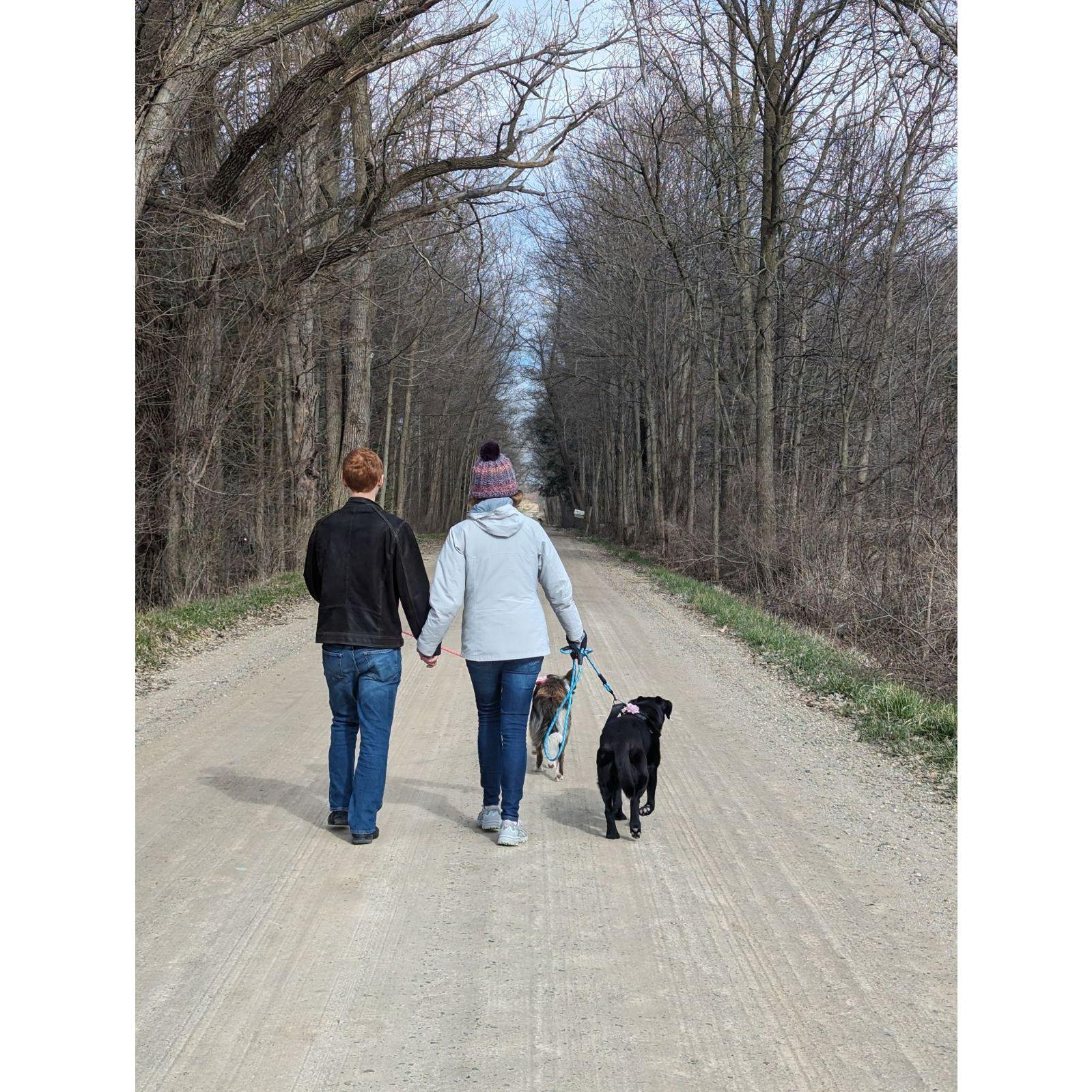 Walking down Melody's road April 2024