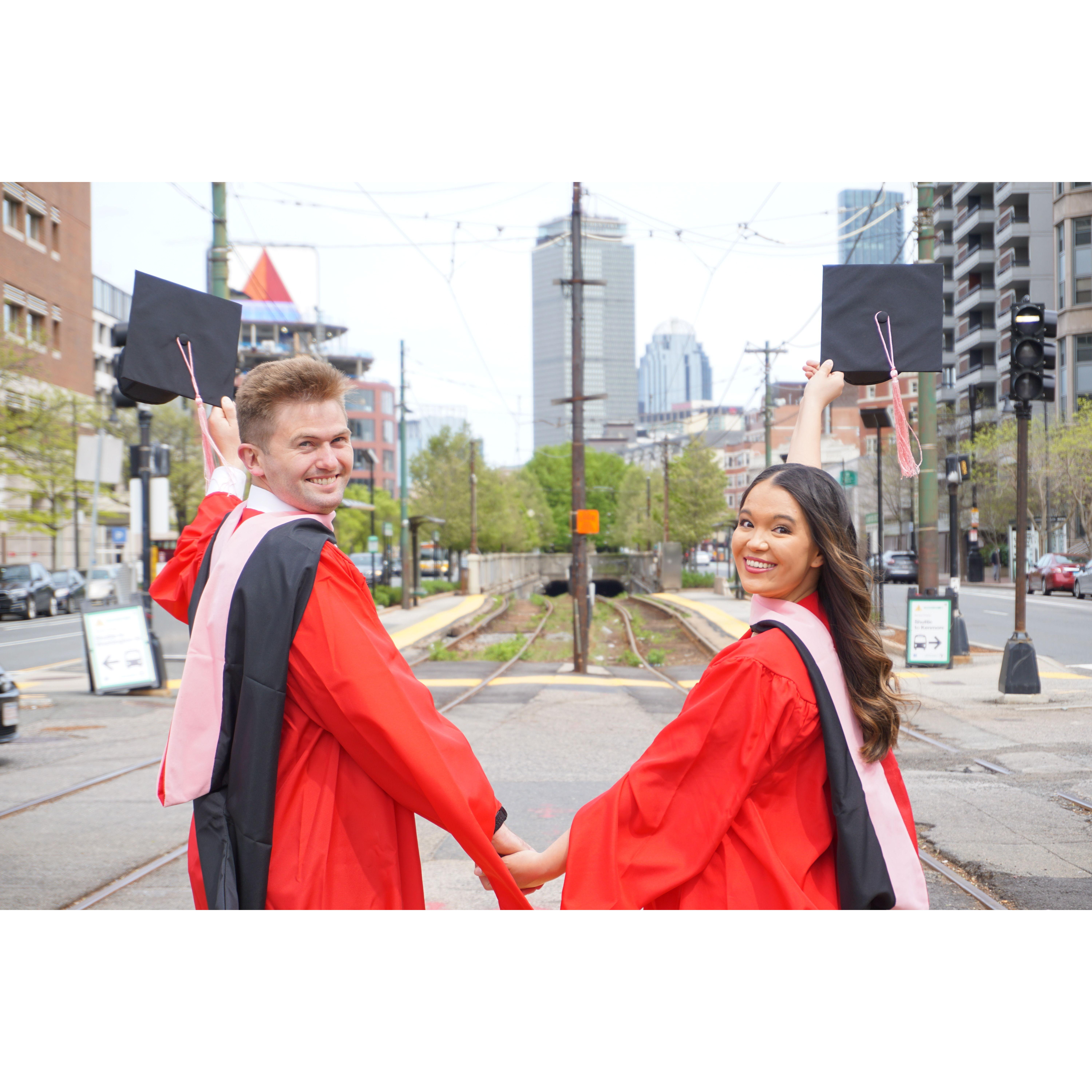 Photos from our graduation day. We love this shot because of the perfect view of the CITGO sign and the Prudential Center.