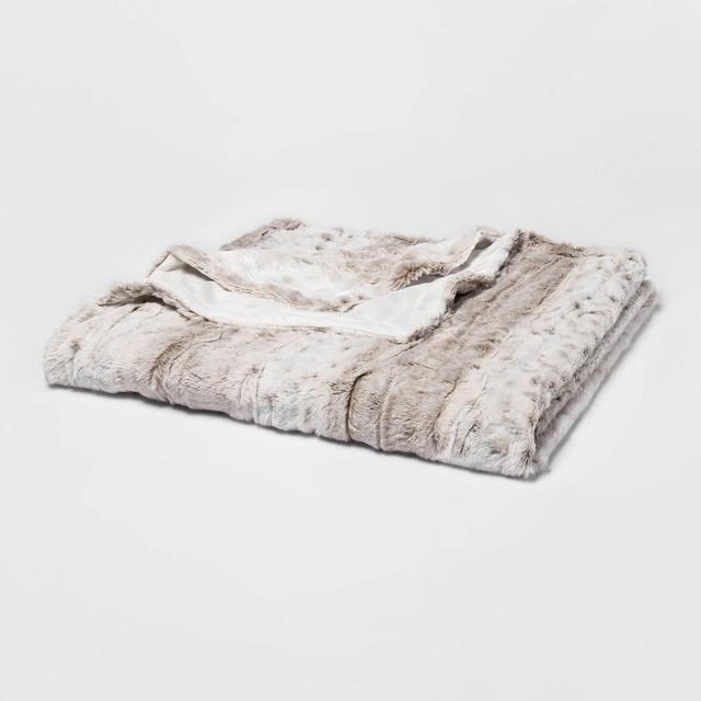55" x 80" Faux Fur Bed Throw Snow Leopard - Threshold™