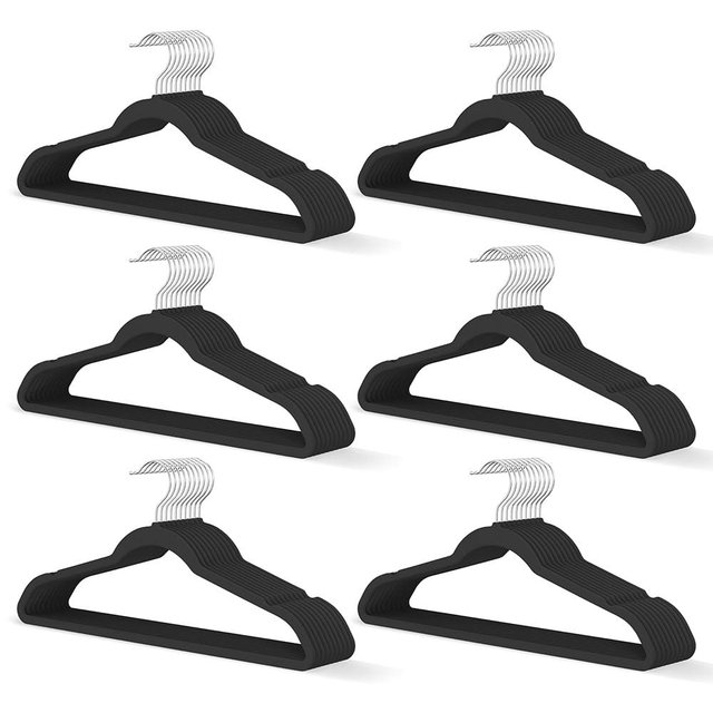 MLKJHHI Black Velvet Hangers 60 Pack, Slim Space Saving Suit Hangers for Closet Organizer, Rotating Silver Hook, Non Slip Clothes Felt Hanger Heavy Duty for Coat,Shirt, Pants, Camisole, Dress